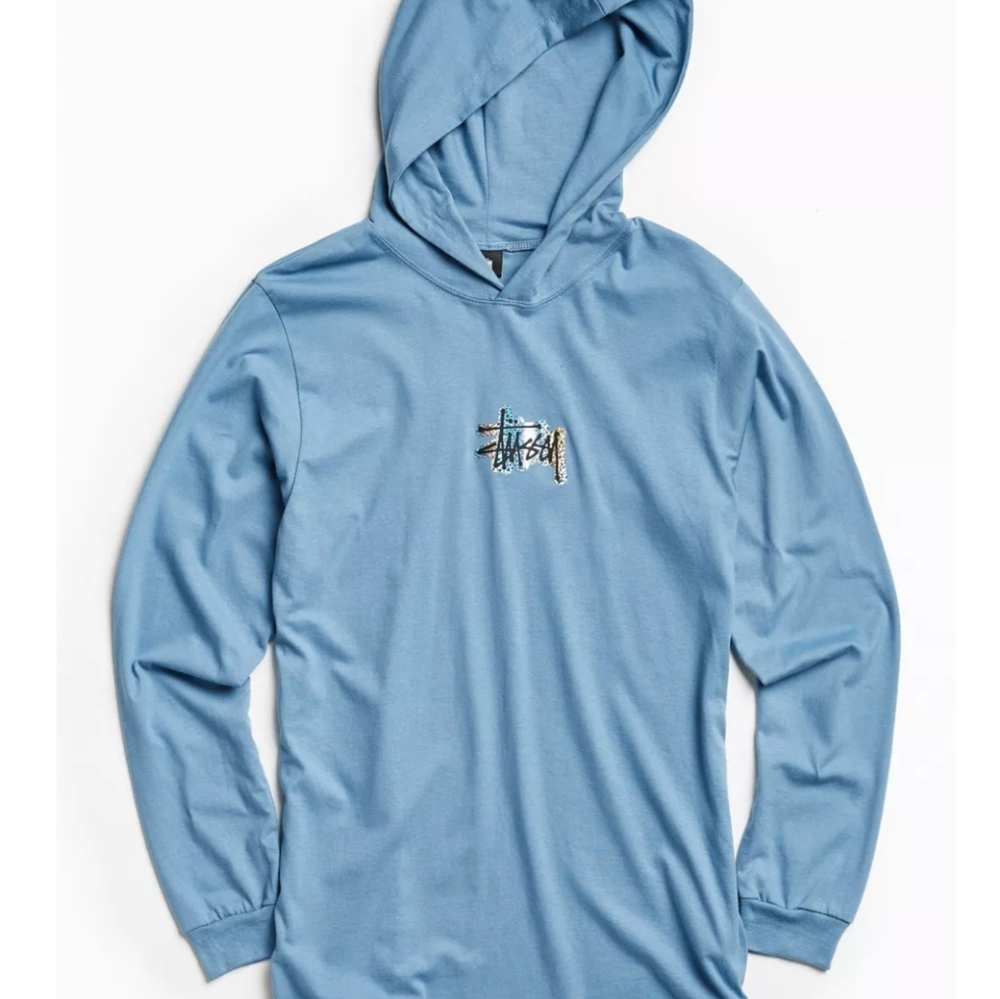 STUSSY Long Sleeve Hooded Tee Shirt Size S